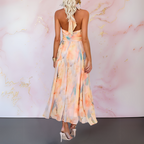 Leah™ | Elegante maxi abito in chiffon con scollo all’americana