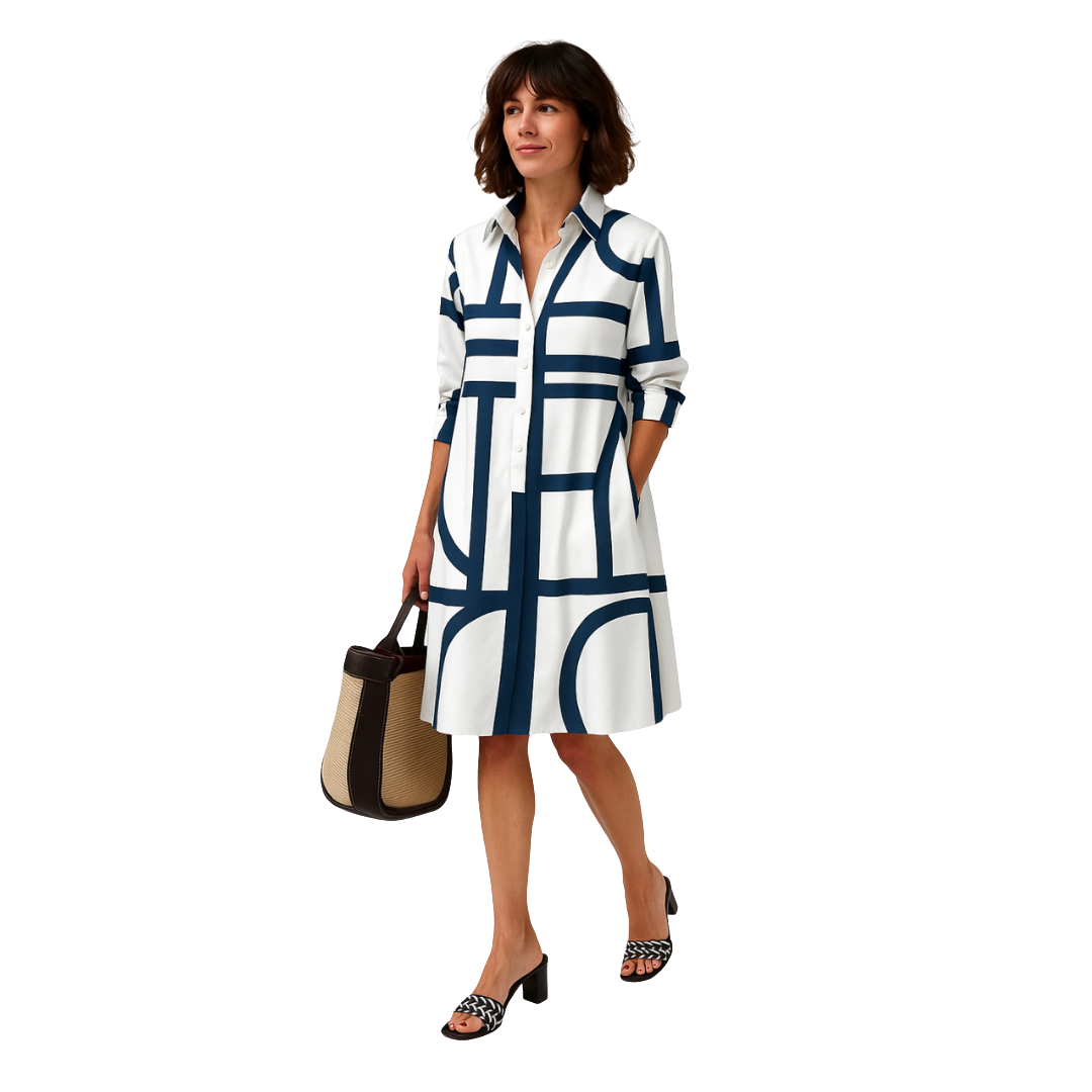Lena | Abito chemisier geometrico elegante