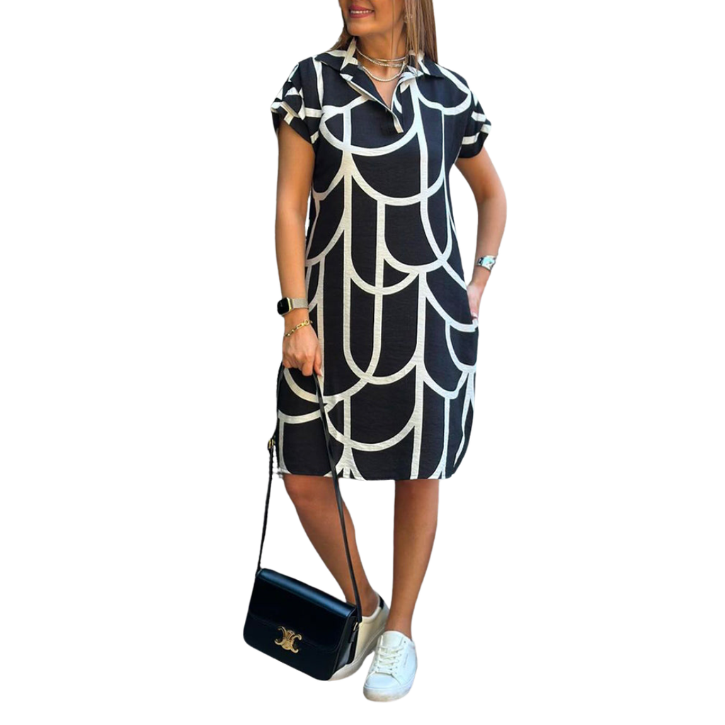 Alessandra™ | Abito elegante con stampa grafica