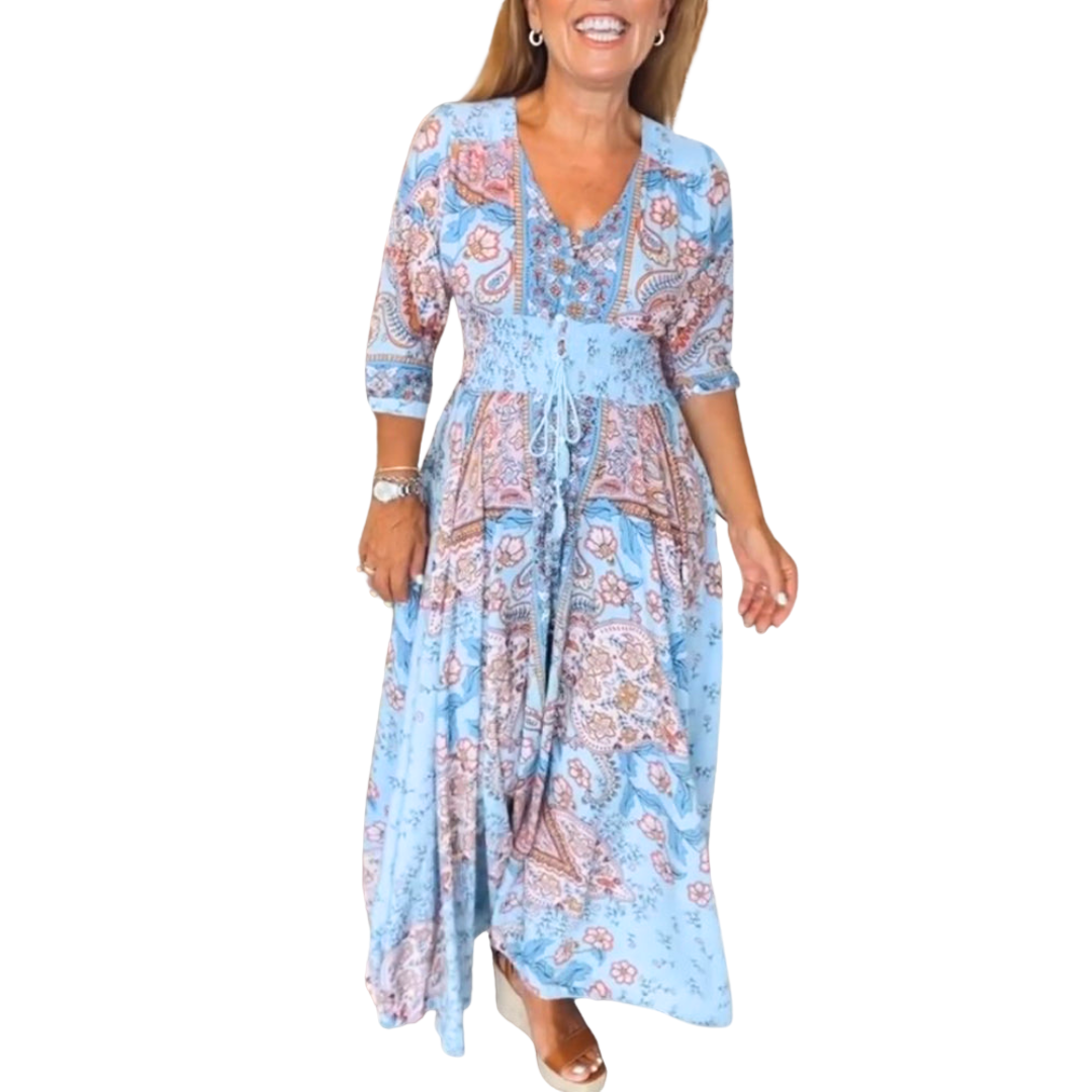Bella™ | Elegante maxi-abito boho con cintura