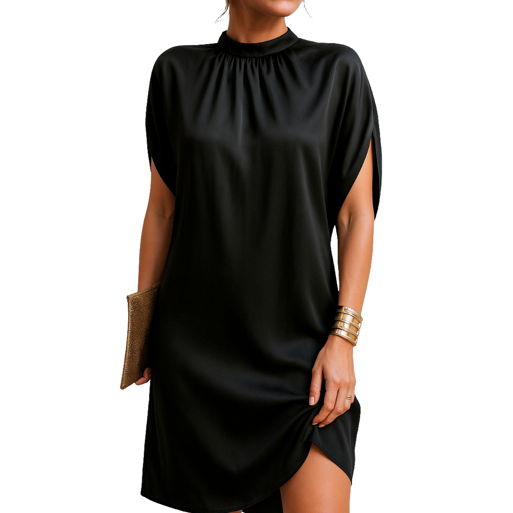 Judy™ | Elegante mini abito in raso con collo alto