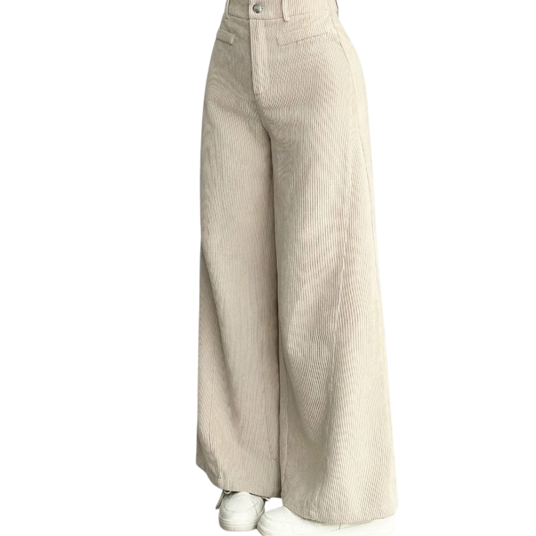 Rida - Pantaloni Donna a Vita Alta con Gamba Larga